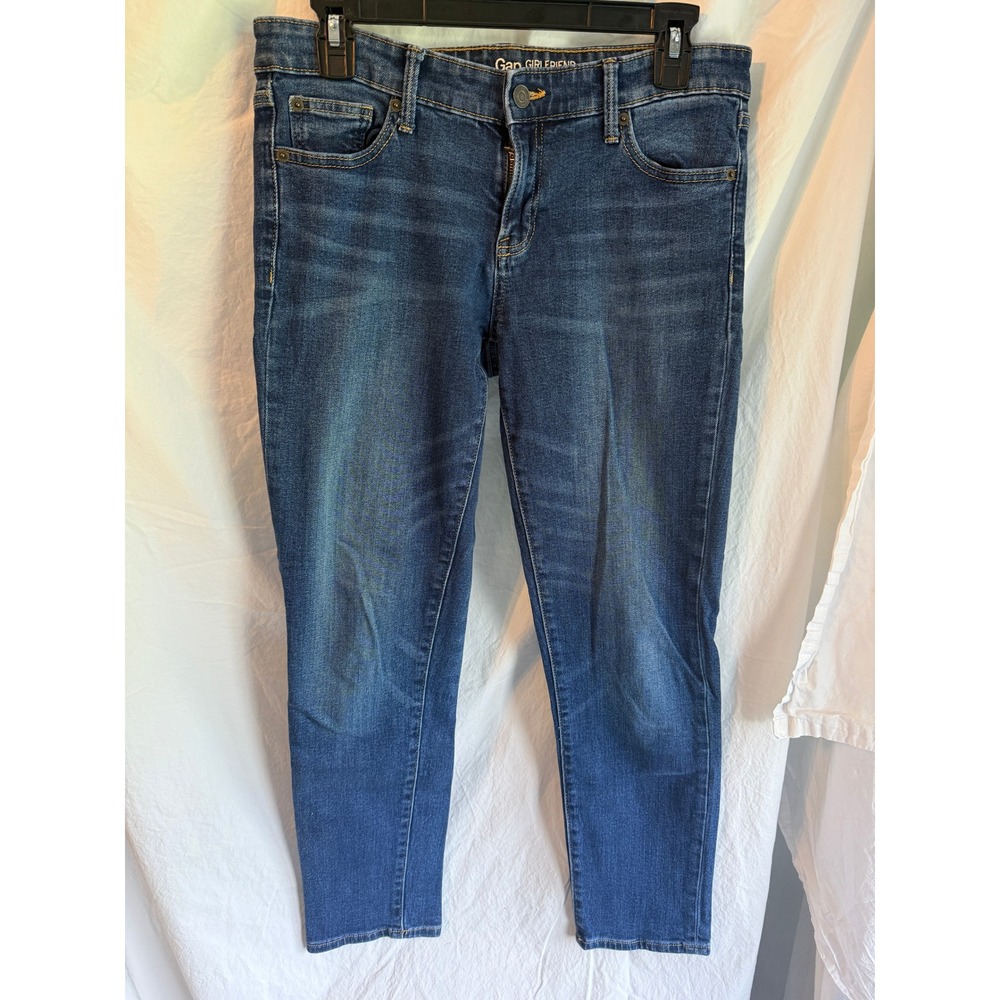 Gap Girlfriend Jeans Womens 4/27R Medium Wash Stretch Denim Blue Cropped Pants